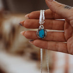 Kiln - Fired Fine Silver Necklace in Blue Ridge Turquoise - Golden Road Crafted