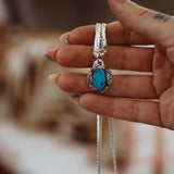 Kiln - Fired Fine Silver Necklace in Blue Ridge Turquoise - Golden Road Crafted