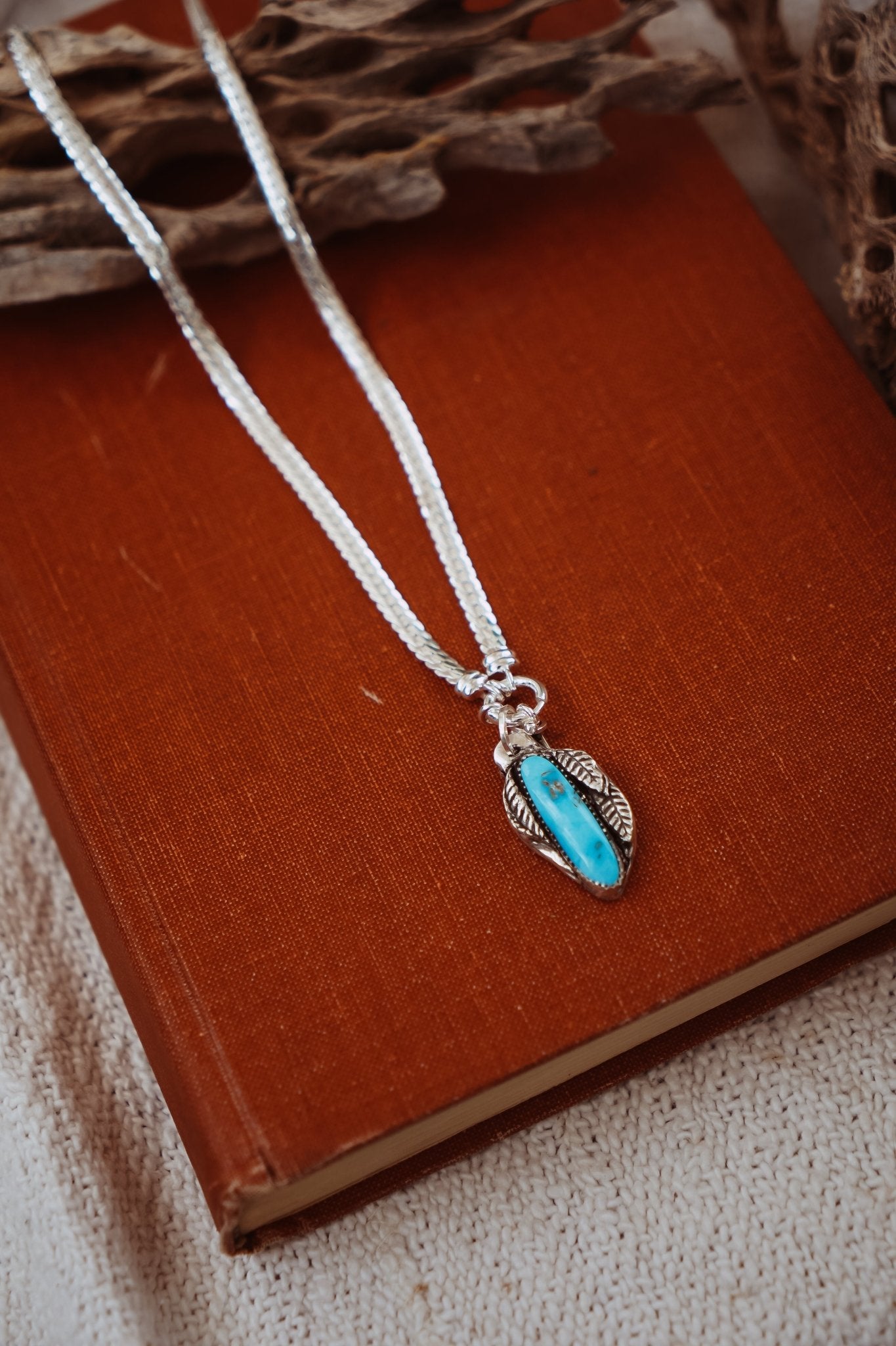 Kiln - Fired Fine Silver Necklace in Blue Ridge Turquoise - Golden Road Crafted
