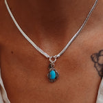 Kiln - Fired Fine Silver Necklace in Blue Ridge Turquoise - Golden Road Crafted