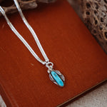 Kiln - Fired Fine Silver Necklace in Blue Ridge Turquoise - Golden Road Crafted