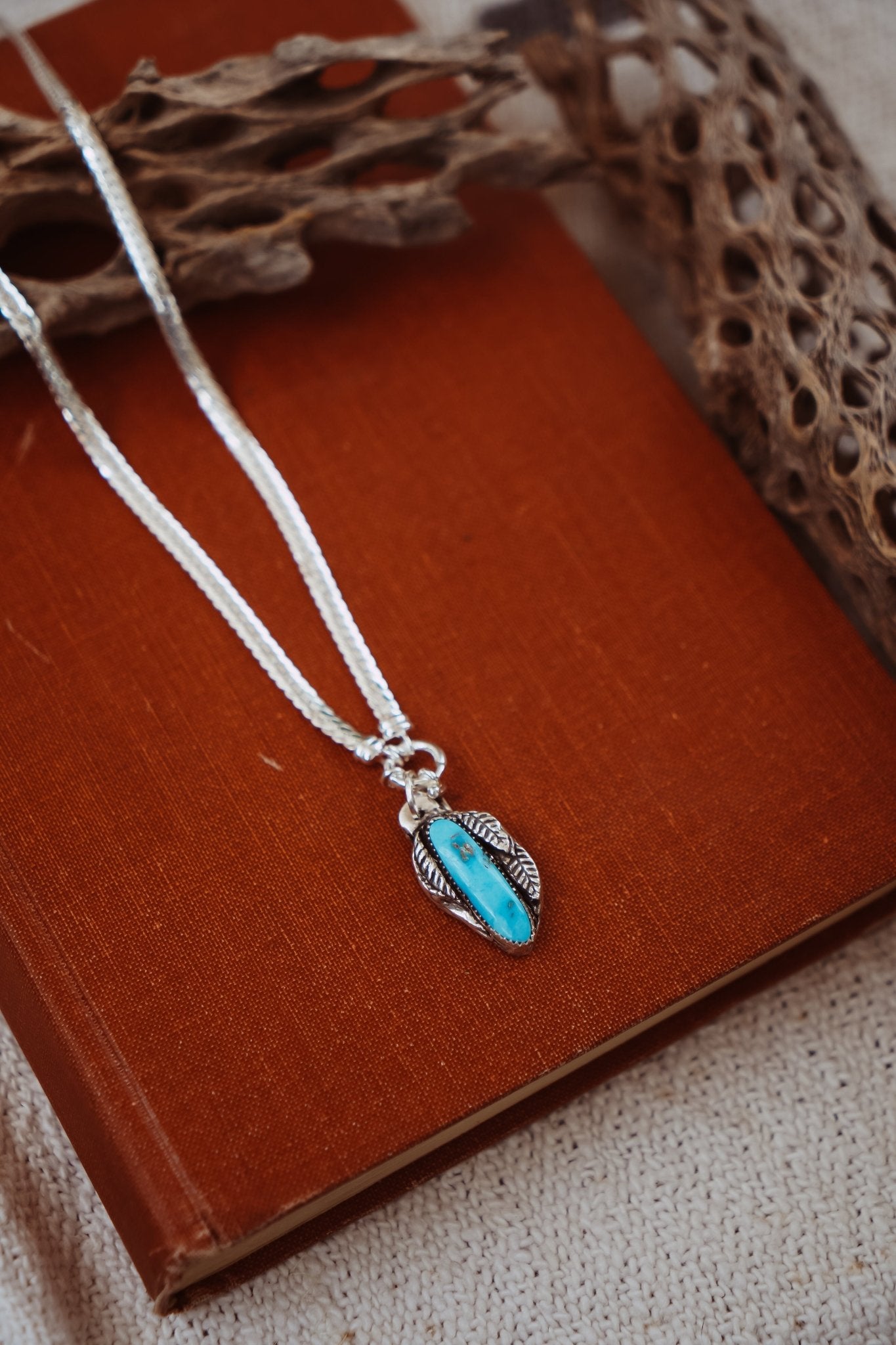 Kiln - Fired Fine Silver Necklace in Blue Ridge Turquoise - Golden Road Crafted