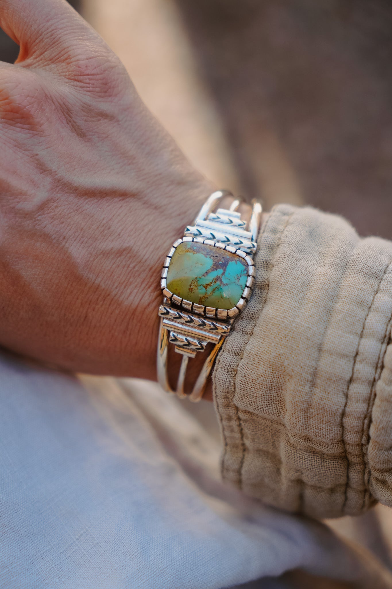 Kingman Turquoise Cuff - Golden Road Crafted