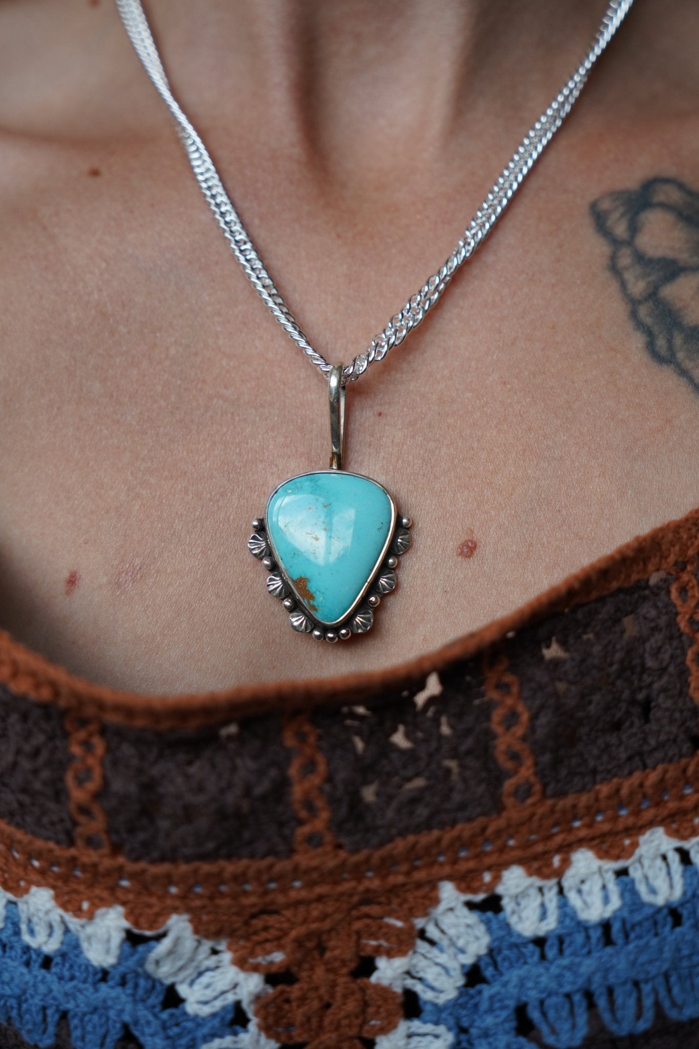 Kingman Turquoise Necklace - Golden Road Crafted