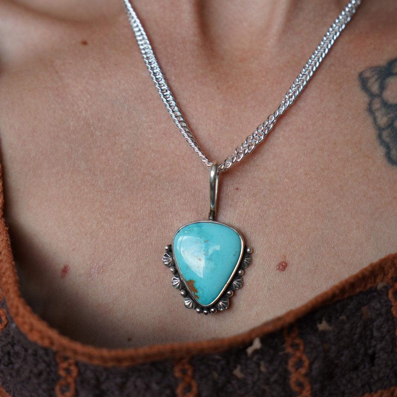 Kingman Turquoise Necklace - Golden Road Crafted