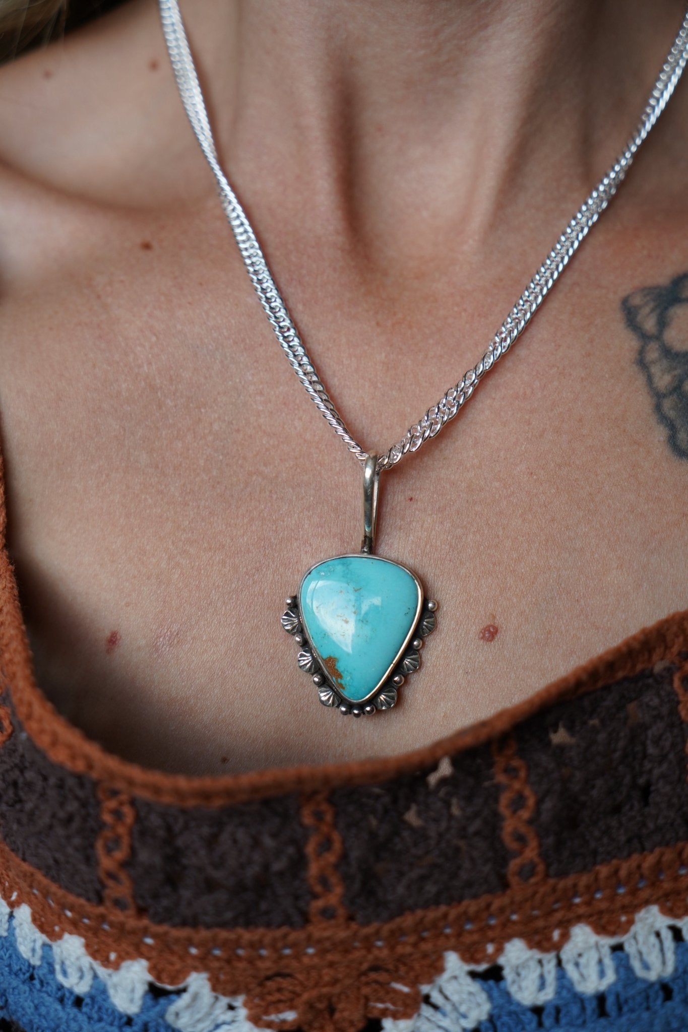 Kingman Turquoise Necklace - Golden Road Crafted