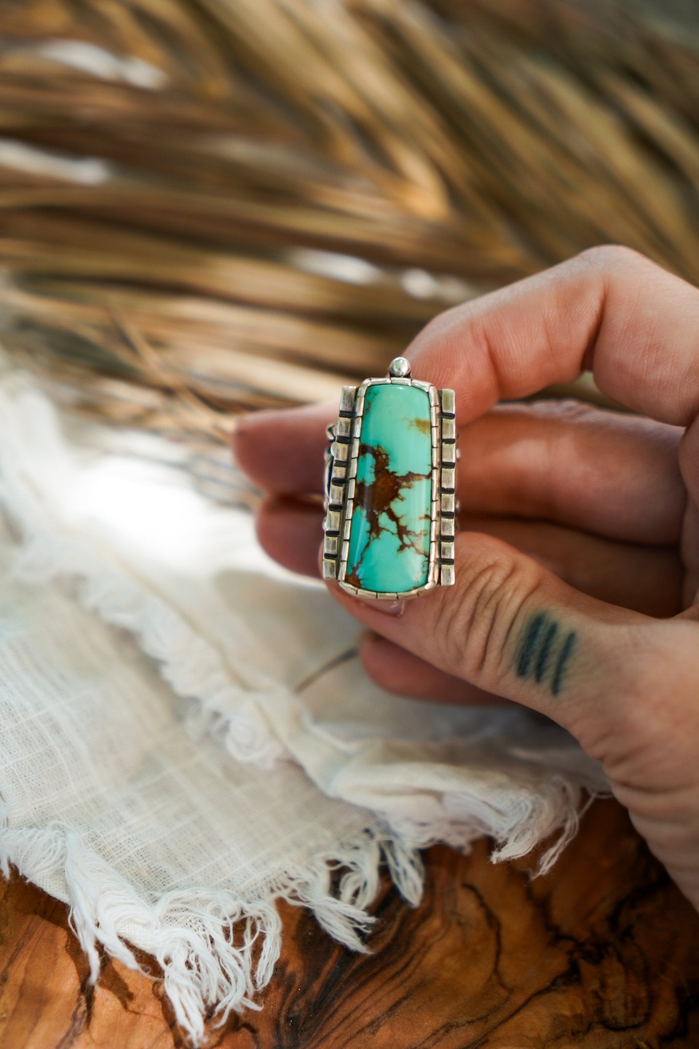 Kingman Turquoise Ring (Size 5.75) - Golden Road Crafted