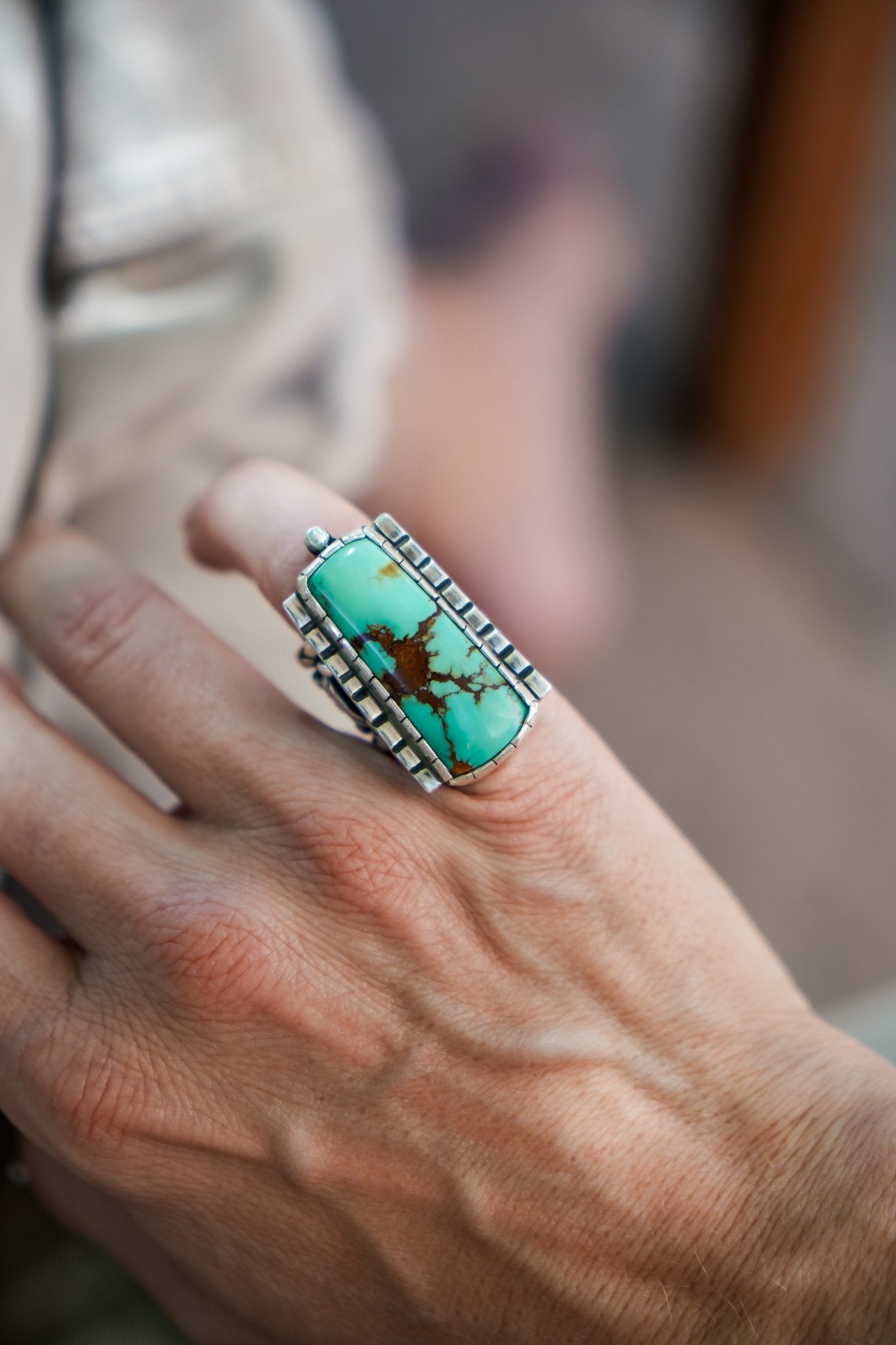 Kingman Turquoise Ring (Size 5.75) - Golden Road Crafted