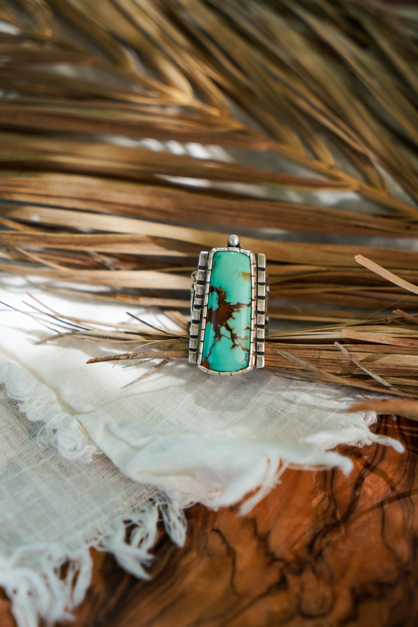 Kingman Turquoise Ring (Size 5.75) - Golden Road Crafted