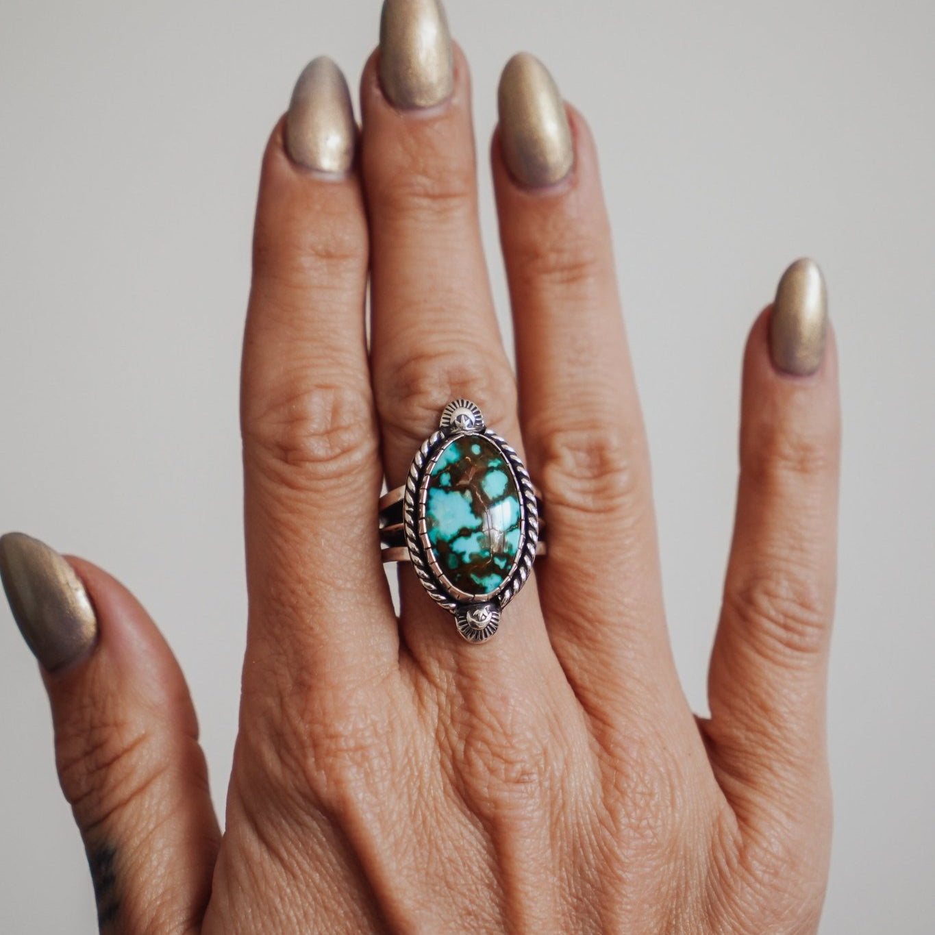 Kingman Turquoise Ring (Size 6.5) - Golden Road Crafted