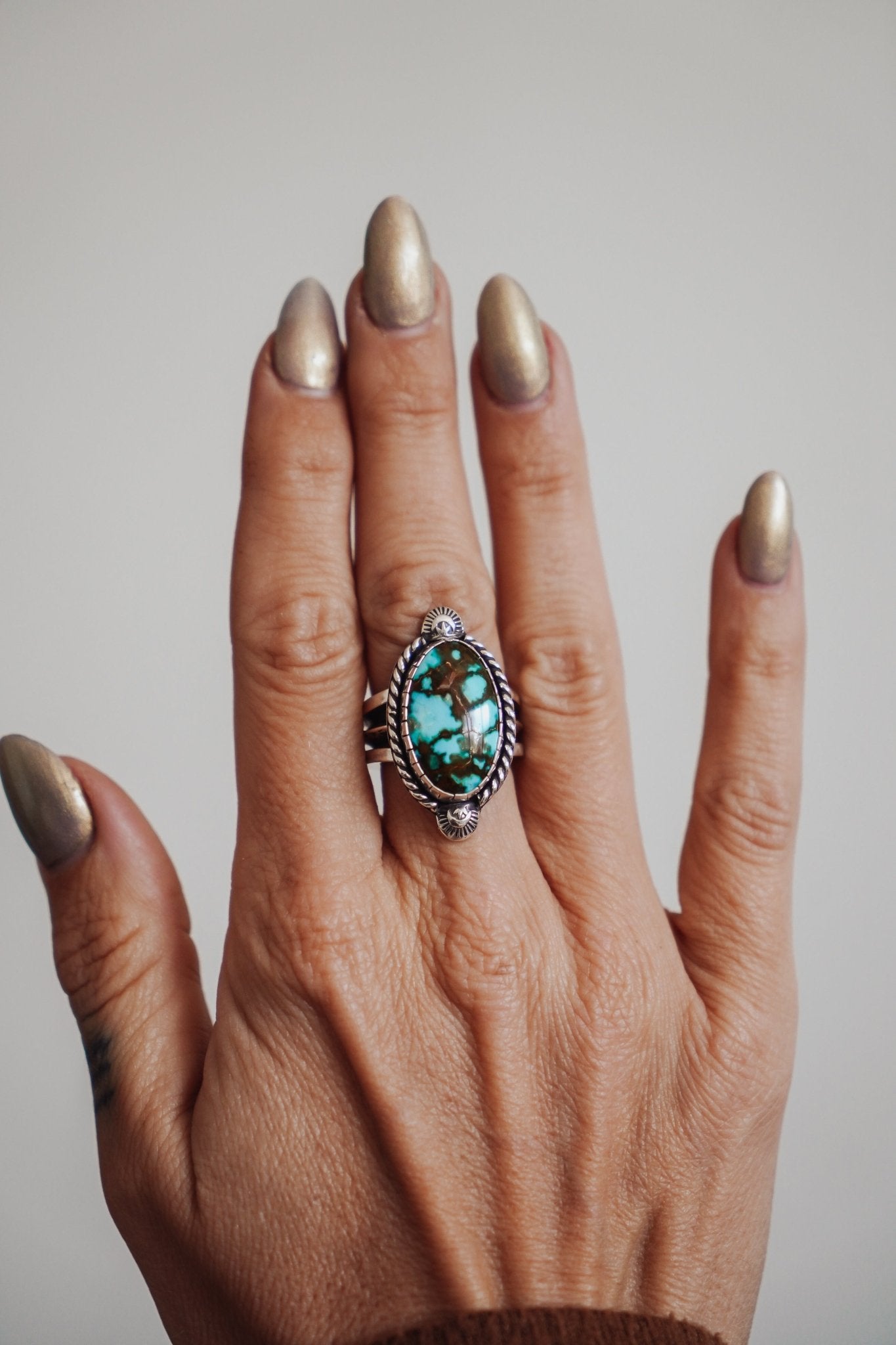 Kingman Turquoise Ring (Size 6.5) - Golden Road Crafted