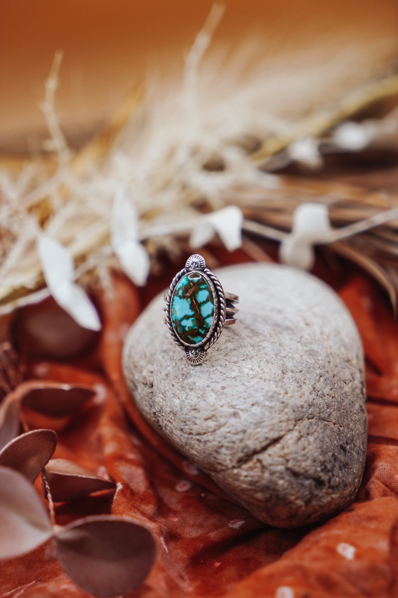 Kingman Turquoise Ring (Size 6.5) - Golden Road Crafted
