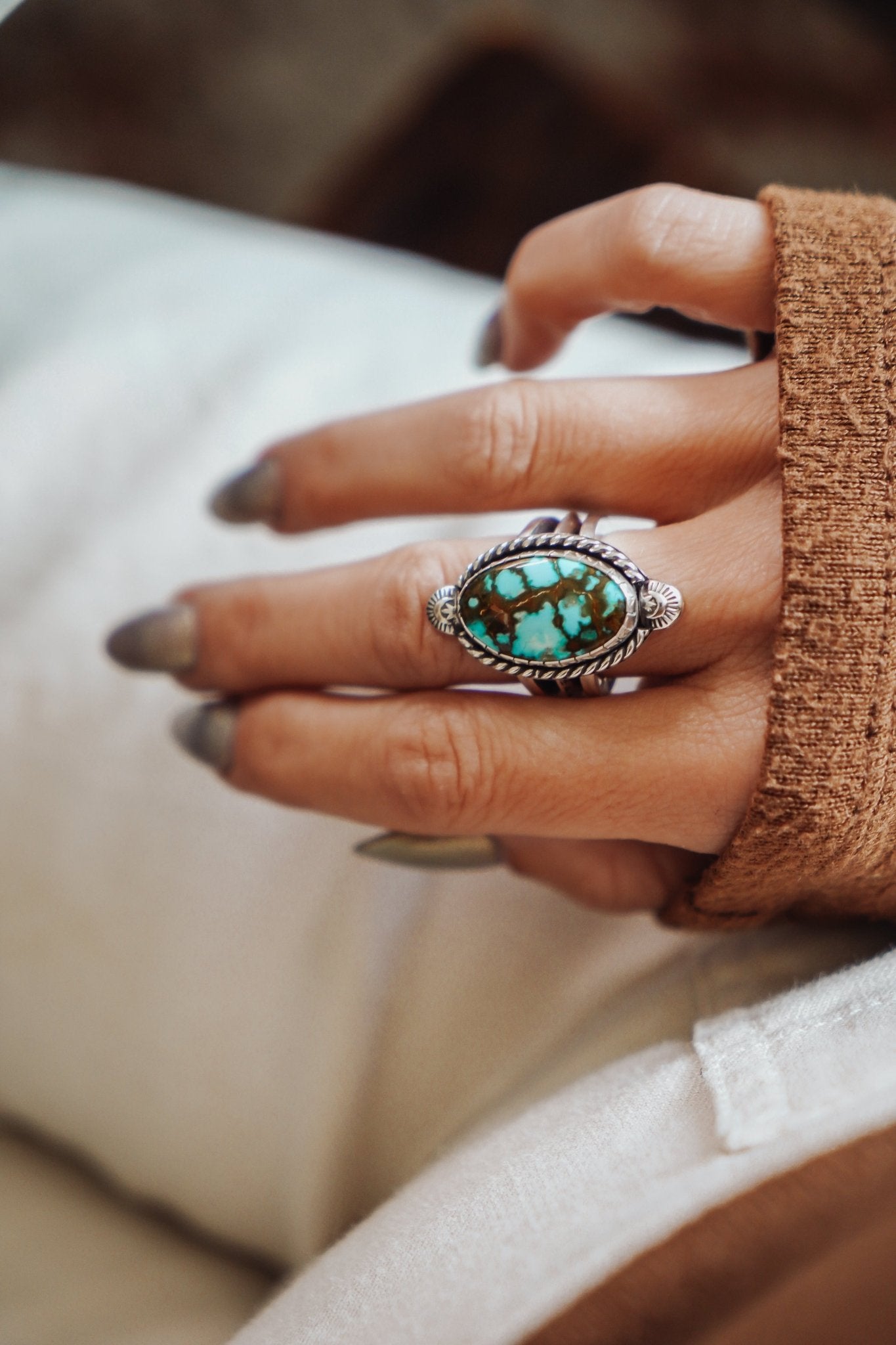 Kingman Turquoise Ring (Size 6.5) - Golden Road Crafted