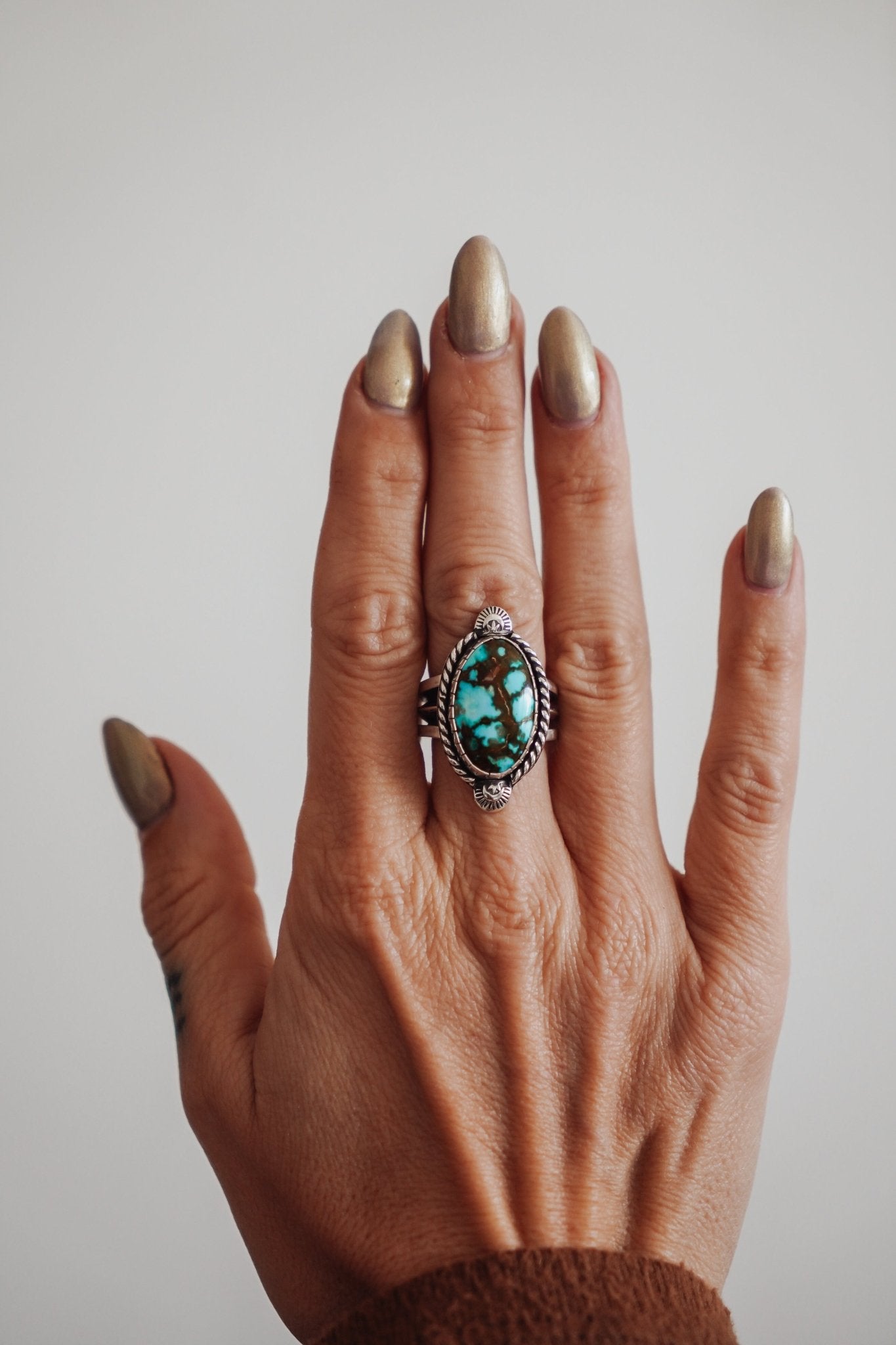Kingman Turquoise Ring (Size 6.5) - Golden Road Crafted