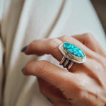 Kingman Turquoise Ring (Size 9) - Golden Road Crafted