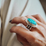 Kingman Turquoise Ring (Size 9) - Golden Road Crafted