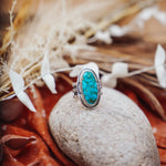Kingman Turquoise Ring (Size 9) - Golden Road Crafted