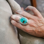 Kingman Turquoise Ring (Size 9.5) - Golden Road Crafted