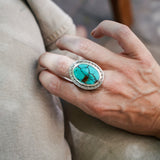 Kingman Turquoise Ring (Size 9.5) - Golden Road Crafted