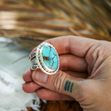 Kingman Turquoise Ring (Size 9.5) - Golden Road Crafted