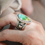 Kingman Turquoise Ring (Size 9.5) - Golden Road Crafted