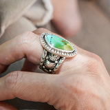 Kingman Turquoise Ring (Size 9.5) - Golden Road Crafted