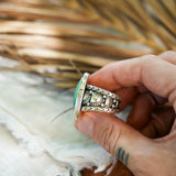 Kingman Turquoise Ring (Size 9.5) - Golden Road Crafted