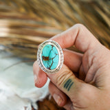 Kingman Turquoise Ring (Size 9.5) - Golden Road Crafted