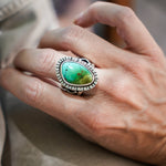 Kingman Turquoise Ring (Size 9.5) - Golden Road Crafted