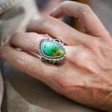 Kingman Turquoise Ring (Size 9.5) - Golden Road Crafted