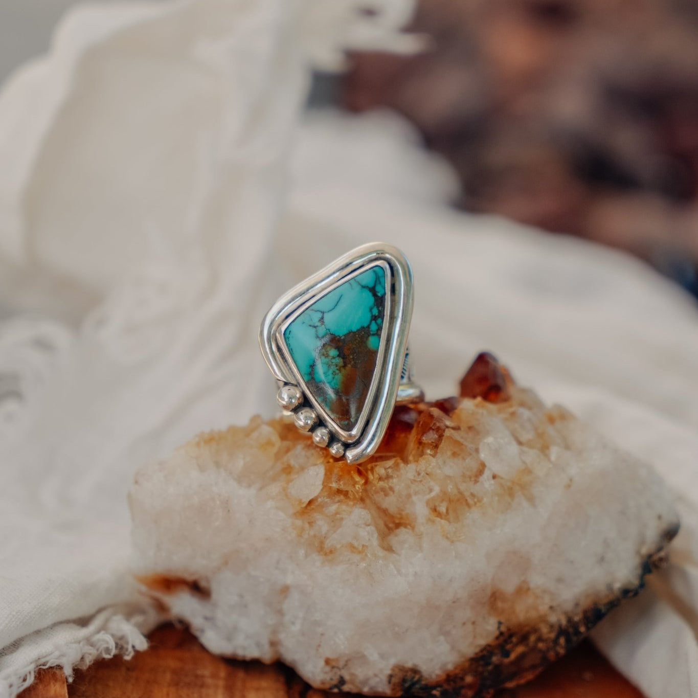Kingman Turquoise Ring (Size 9.5) - Golden Road Crafted