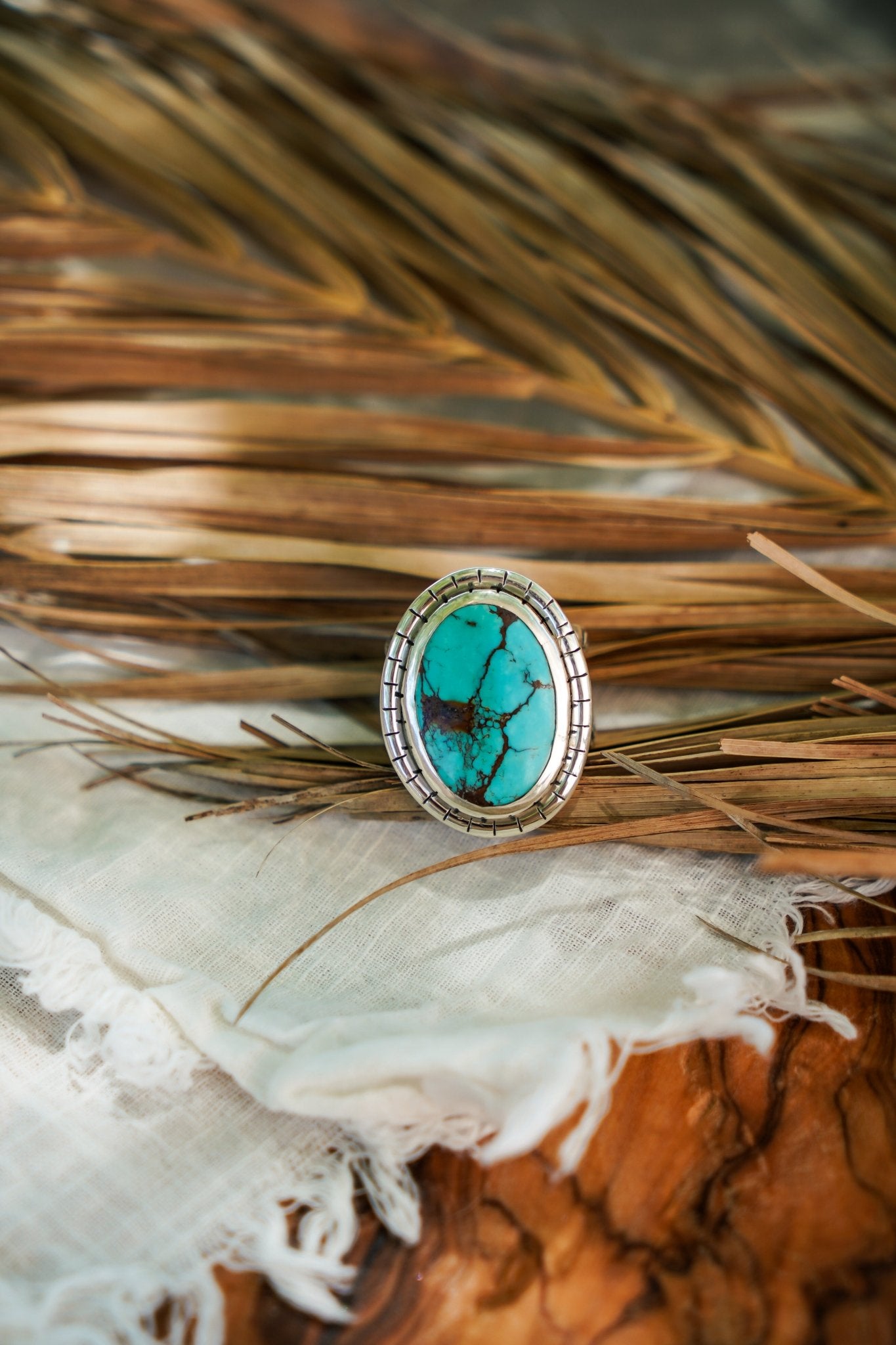 Kingman Turquoise Ring (Size 9.5) - Golden Road Crafted