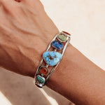 Kitchen Sink Cuff in Golden Hills, Sonoran Gem, Iron Maiden, Amber, & Kyanite - Golden Road Crafted