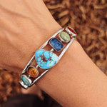 Kitchen Sink Cuff in Golden Hills, Sonoran Gem, Iron Maiden, Amber, & Kyanite - Golden Road Crafted