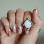 Lace Agate & Lone Mtn Turquoise Ring (Size 7) - Golden Road Crafted