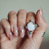 Lace Agate & Lone Mtn Turquoise Ring (Size 7) - Golden Road Crafted