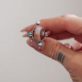 Lace Agate & Lone Mtn Turquoise Ring (Size 7) - Golden Road Crafted