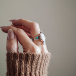 Lace Agate & Lone Mtn Turquoise Ring (Size 7) - Golden Road Crafted