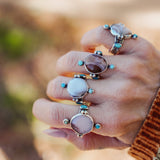 Lace Agate & Lone Mtn Turquoise Ring (Size 7) - Golden Road Crafted