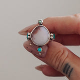 Lace Agate & Lone Mtn Turquoise Ring (Size 9) - Golden Road Crafted
