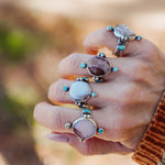 Lace Agate & Lone Mtn Turquoise Ring (Size 9) - Golden Road Crafted