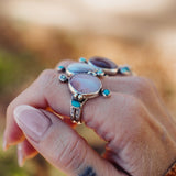 Lace Agate & Lone Mtn Turquoise Ring (Size 9) - Golden Road Crafted