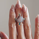 Lace Agate & Lone Mtn Turquoise Ring (Size 9) - Golden Road Crafted
