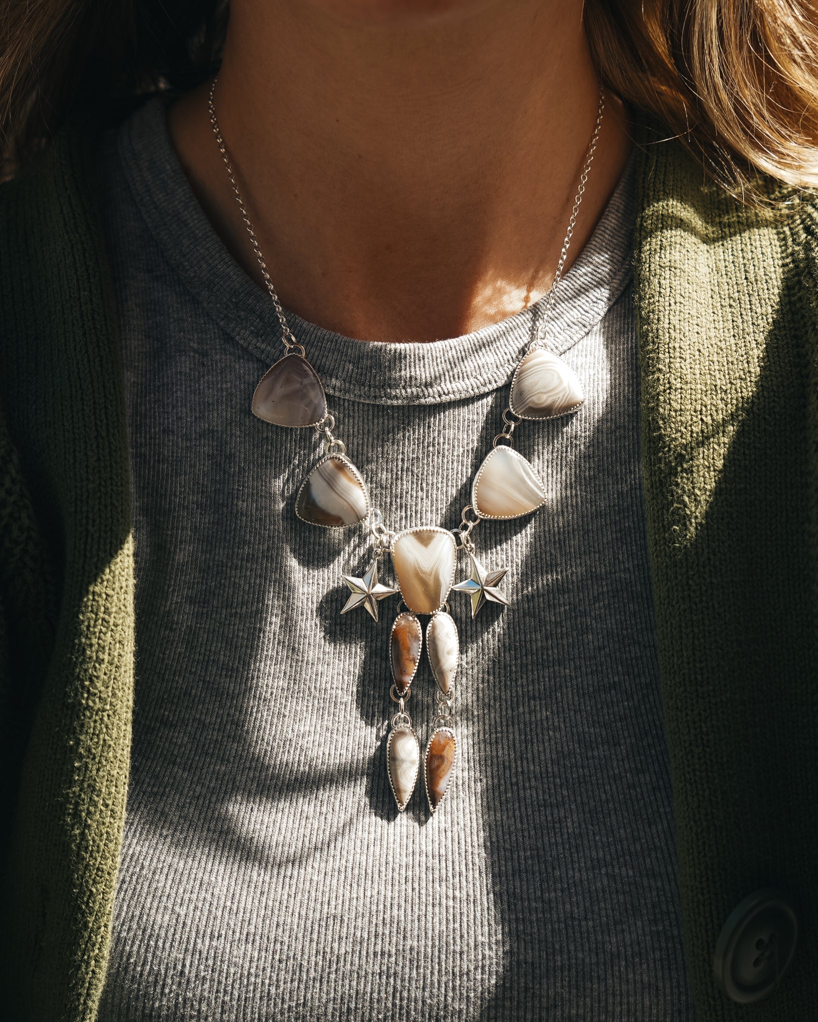 Lace Agate Necklace - Golden Road Crafted