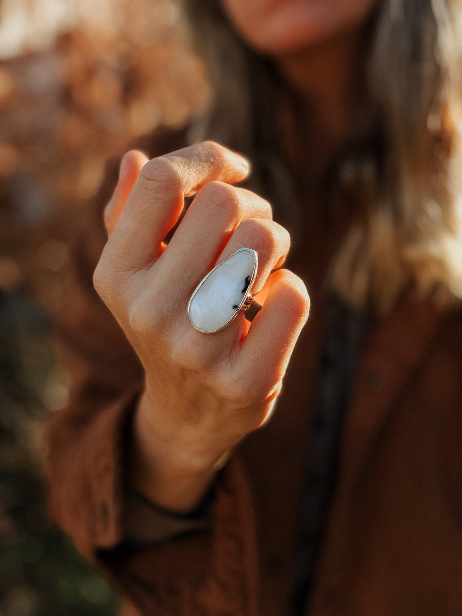 Lace Agate Ring (Size 5.5) - Golden Road Crafted