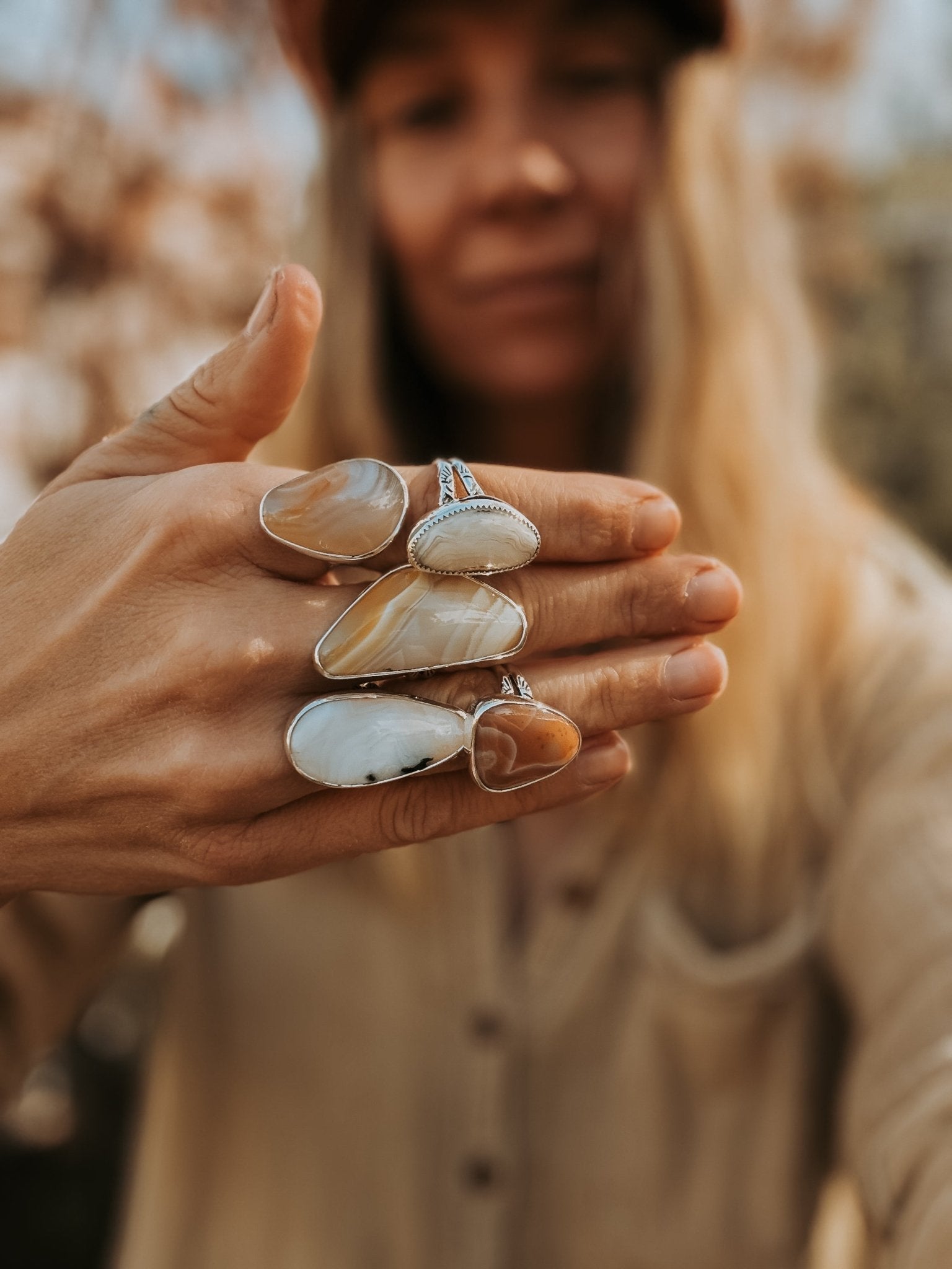 Lace Agate Ring (Size 5.5) - Golden Road Crafted