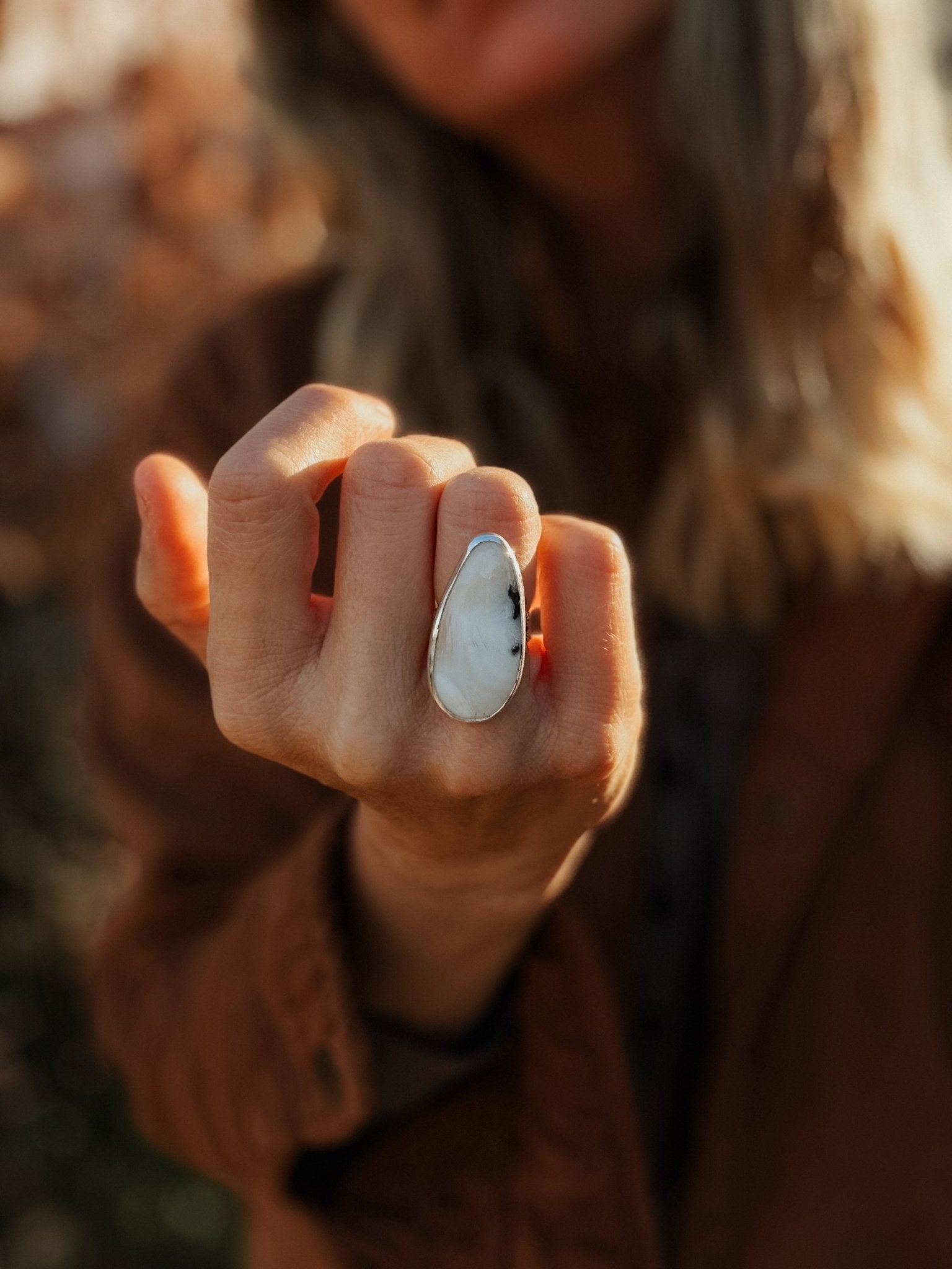 Lace Agate Ring (Size 5.5) - Golden Road Crafted