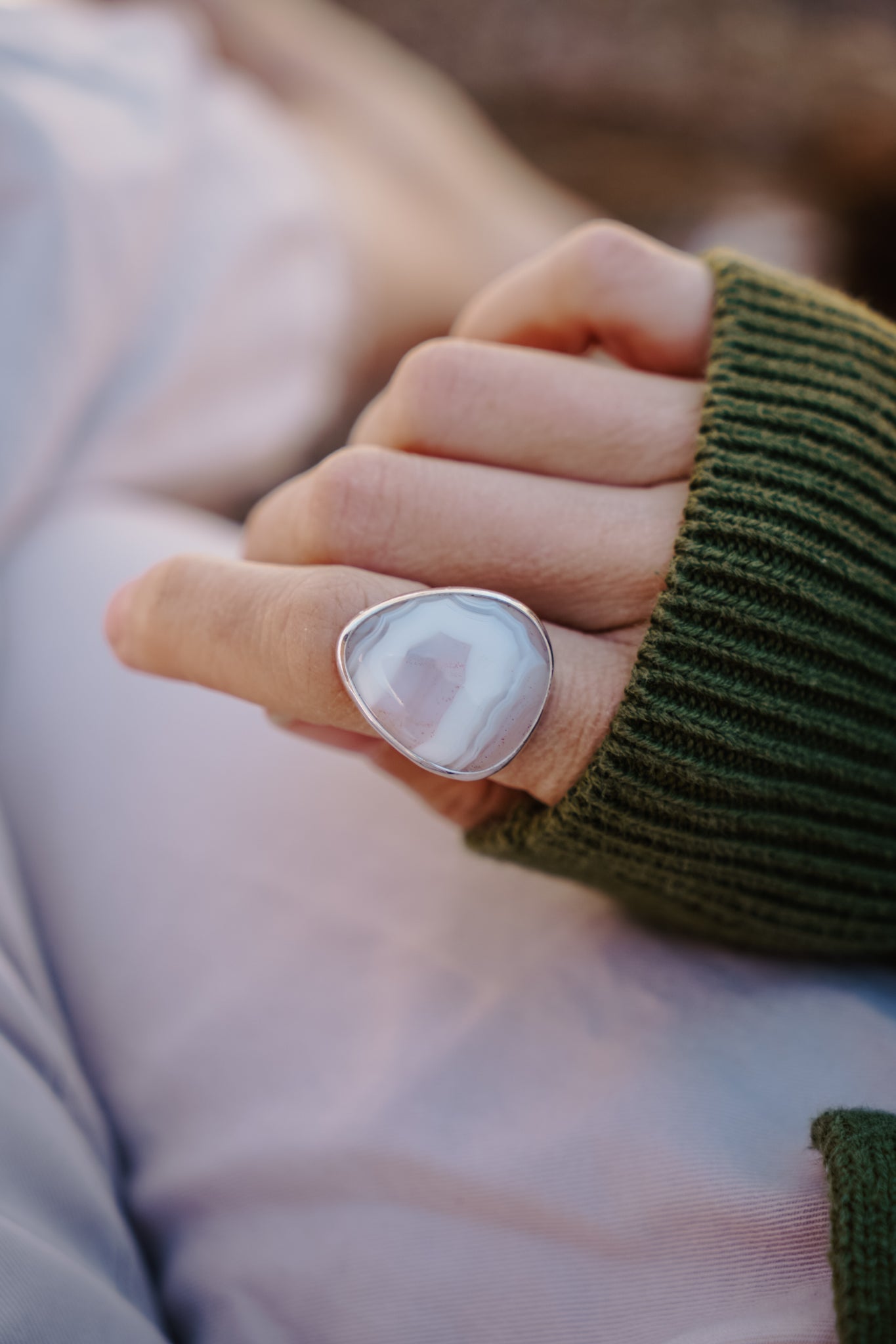 Lace Agate Ring (Size 6.25) - Golden Road Crafted
