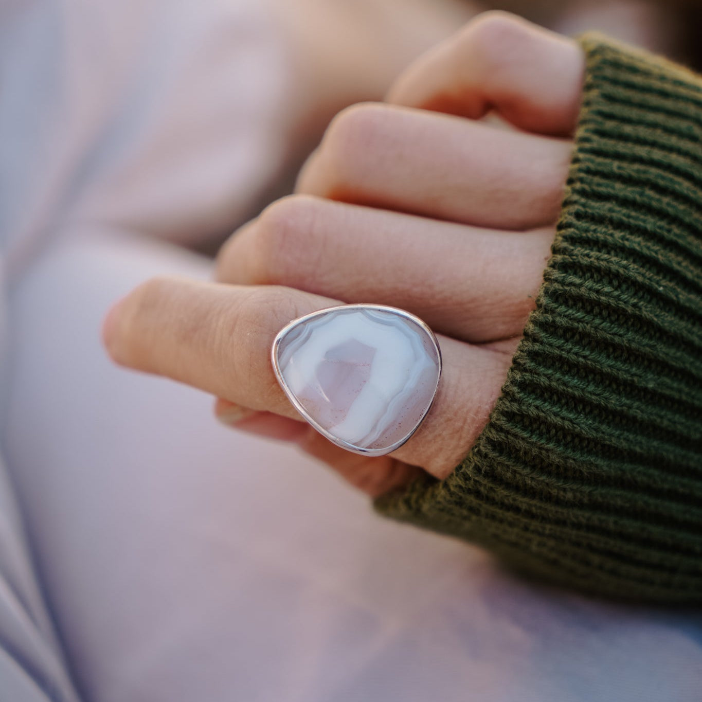 Lace Agate Ring (Size 6.25) - Golden Road Crafted
