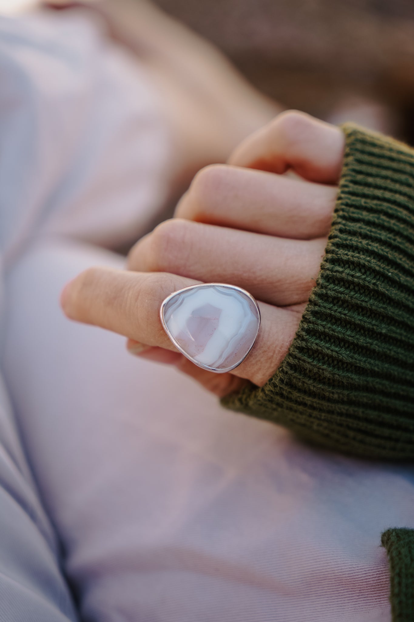 Lace Agate Ring (Size 6.25) - Golden Road Crafted